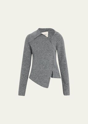 Twisted Wool-Knit Asymmetric Sweater