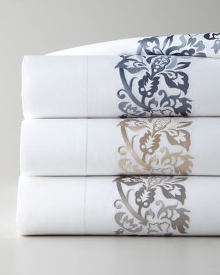 Two King 406 Thread Count Plumes Embroidered Pillowcases