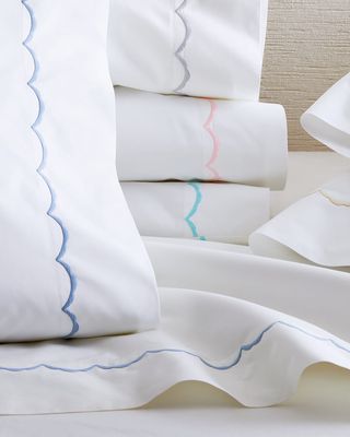 Two Standard Scallops Embroidered 350 Thread Count Pillowcases
