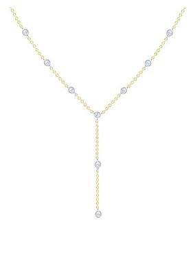 Two-Tone 14K Gold & 0.17 TCW Diamond Lariat Necklace