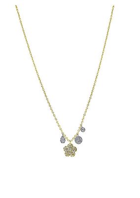 Two-Tone 14K Gold & 0.19 TCW Diamond Flower Necklace
