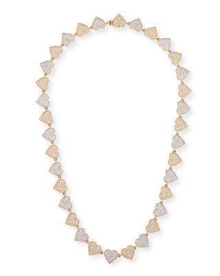 Two-Tone 14k Gold Diamond Heart Eternity Necklace