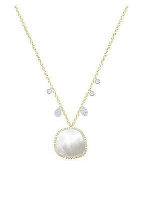 Two-Tone 14K Gold, Mother-Of-Pearl & 0.48 TCW Diamond Pendant Necklace