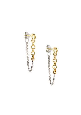 Two-Tone 14K Gold-Plated & Sterling Siver Chain Earrings
