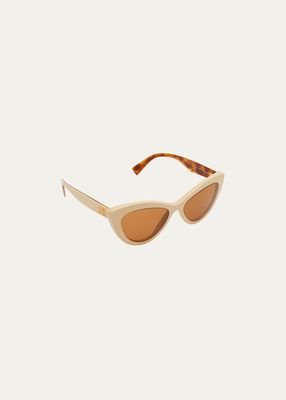 Two-Tone Acetate & Plastic Cat-Eye Sunglasses