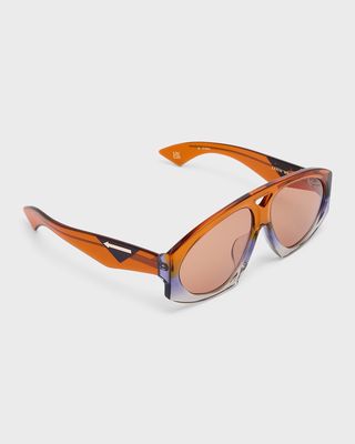 Two-Tone Acetate Aviator Sunglasses