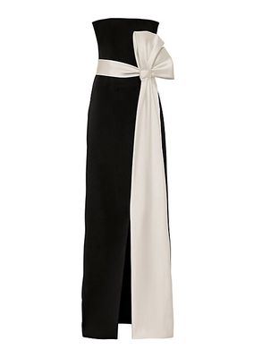 Two-Tone Bow Strapless Gown