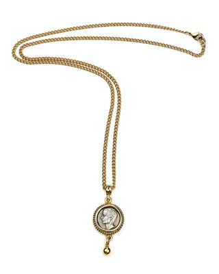 Two-Tone Coin Pendant Necklace