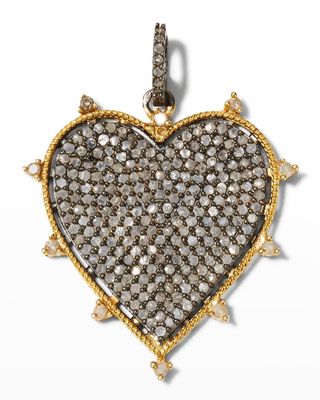Two-Tone Diamond Spike Heart Charm