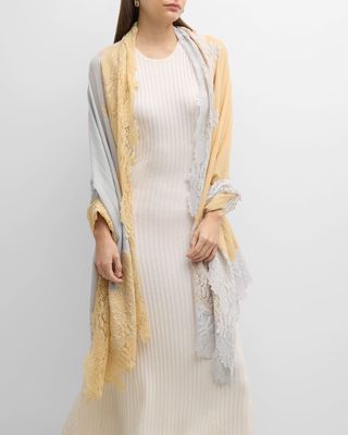 Two-Tone Lace Cashmere & Silk Evening Wrap
