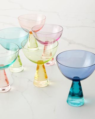 Two-Tone Multicolor Coupe Glasses, Set of 6