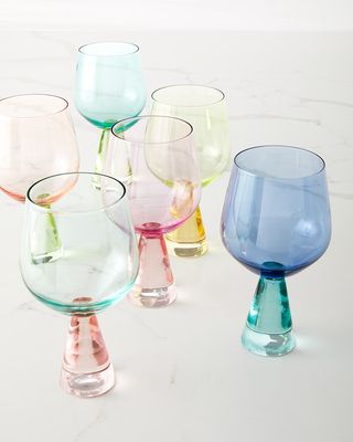 Two-Tone Multicolor Wine Glasses, Set of 6