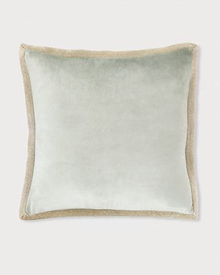 Two-Tone Velvet Decorative Pillow, 22"Sq.