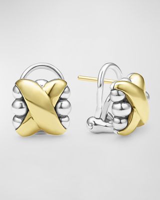 Two Tone X Omega Clip Earrings