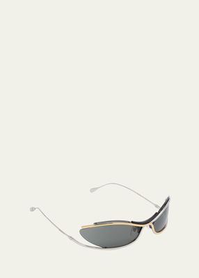 Two-Tone Zinc Alloy Oval Sunglasses