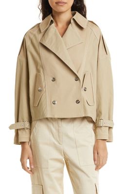 TWP Bogie High-Low Cotton Blend Trench Coat in Khaki