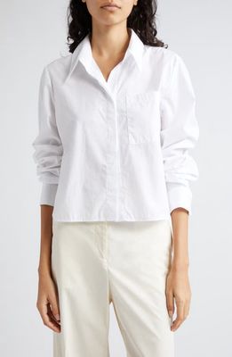 TWP Boy Cotton Button-Up Crop Shirt in White