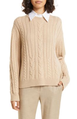 TWP Collar Detail Long Sleeve Cashmere Sweater in Camel
