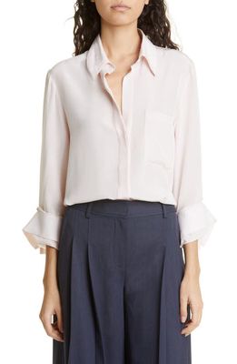 TWP New Morning After Silk Button-Up Shirt in Blush