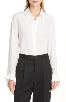 TWP Silk Crêpe de Chine Button-Up Blouse in Ivory