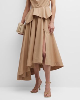 Twylah Pleated Side-Slit High-Low Skirt