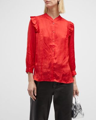 Tygg Button-Front Satin Blouse