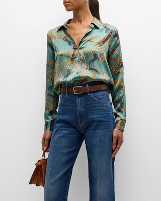 Tyler Button-Front Silk Shirt