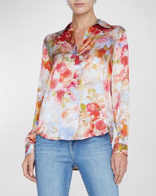 Tyler Floral Silk Button-Front Blouse