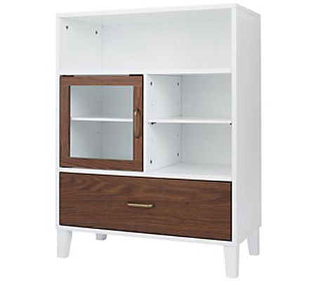 Tyler Modern Wooden Floor Storage Cabinet, Waln t/White