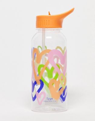 Typo 1.0L aerosol hearts water bottle-Multi