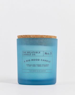 Typo candle with slogan 'a big mood' in blue-Multi