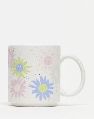 Typo floral mug in pastel speckle-Multi