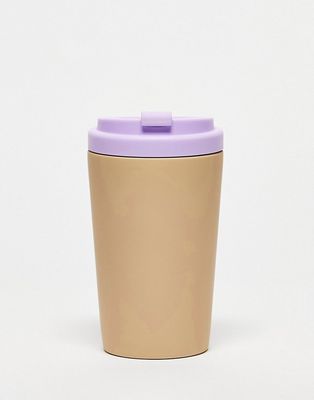 Typo metal commuter cup in beige & lilac-Purple