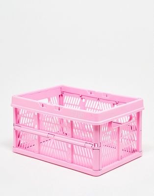 Typo midi foldable storage crate in rose pink