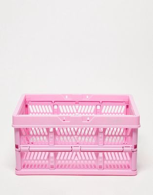 Typo small foldable storage crate in rose pink