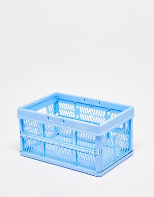 Typo small foldable storage crate in sky blue