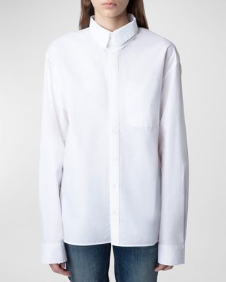 Tyrone Poplin Button-Front Shirt