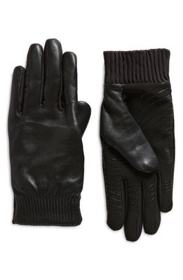 U R Accordion Cuff Leather Gloves in Black