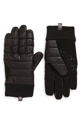 U R All Weather Mixed Media Puffer Gloves in Black