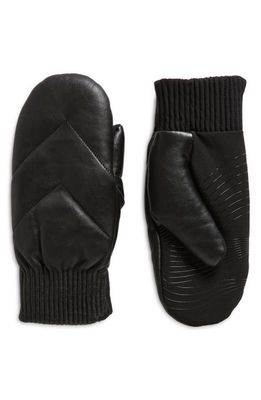 U R Quilted Leather Puffer Mitten in Black