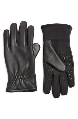 U R Ruched Wrist Leather Gloves in Black