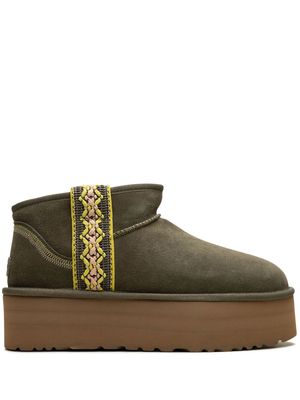 UGG Classic Ultra Mini Braid "Burnt Olive" platform boots - Green