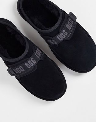 Ugg dune slippers with logo strap in black suede