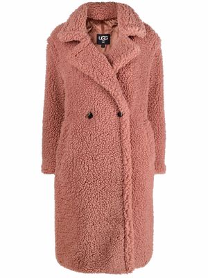 UGG faux-shearling double-breasted coat - Pink