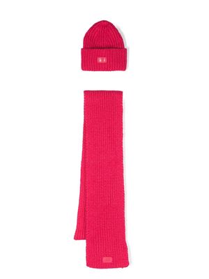 UGG Kids chunky-knit beanie set - Pink