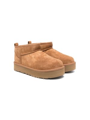 UGG Kids Classic Ultra Mini Platform suede boots - Brown