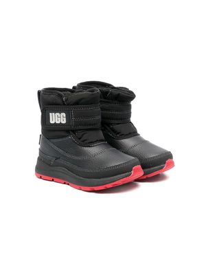 UGG Kids leather logo print boots - Black