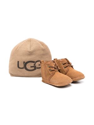 UGG Kids shearling-lined lace-up boots - Brown
