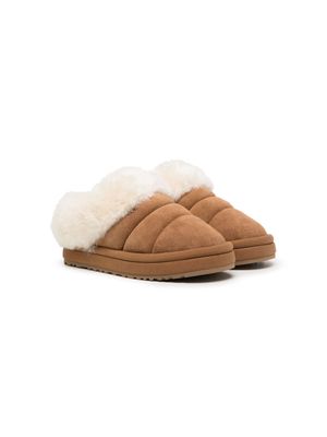 UGG Kids Tazzlita 35mm suede platform slippers - Brown