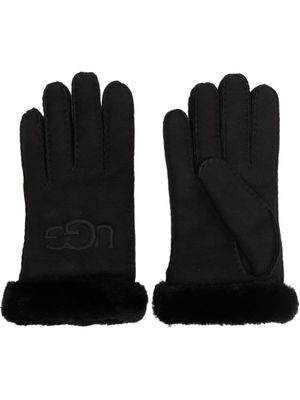 UGG logo-embroidered suede gloves - Black